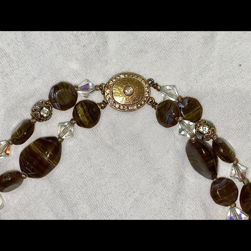 Vintage MURANO Swirl Antique 1940s Blown Glass Necklace - Picture 3 of 8